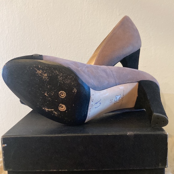 NEW gray suede black cap-toe two-tone LK Bennett Mara heels size 36 - Picture 6 of 10